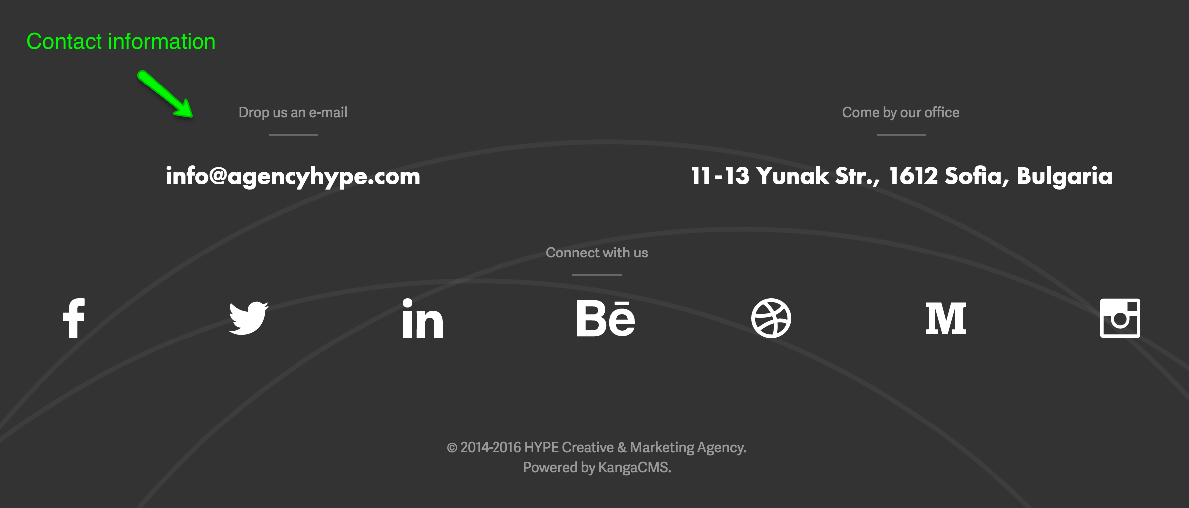 website contact information