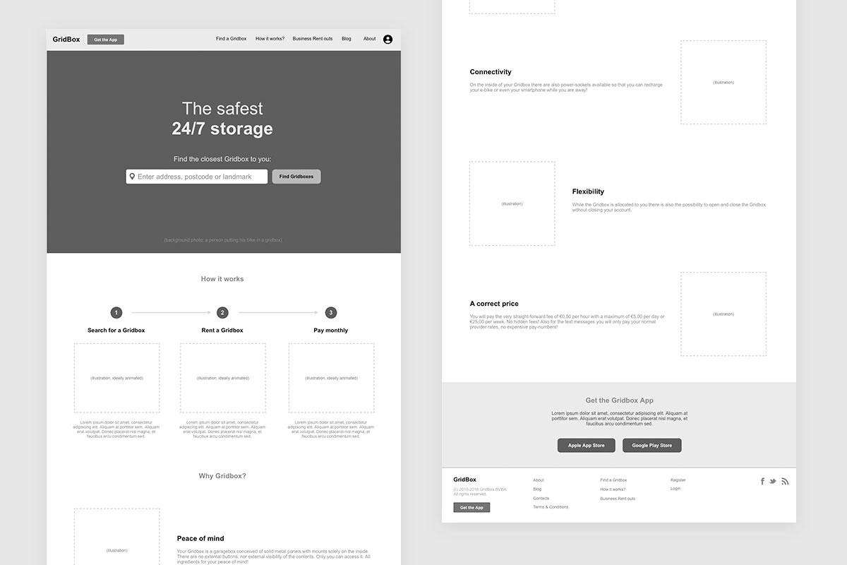 website wireframes
