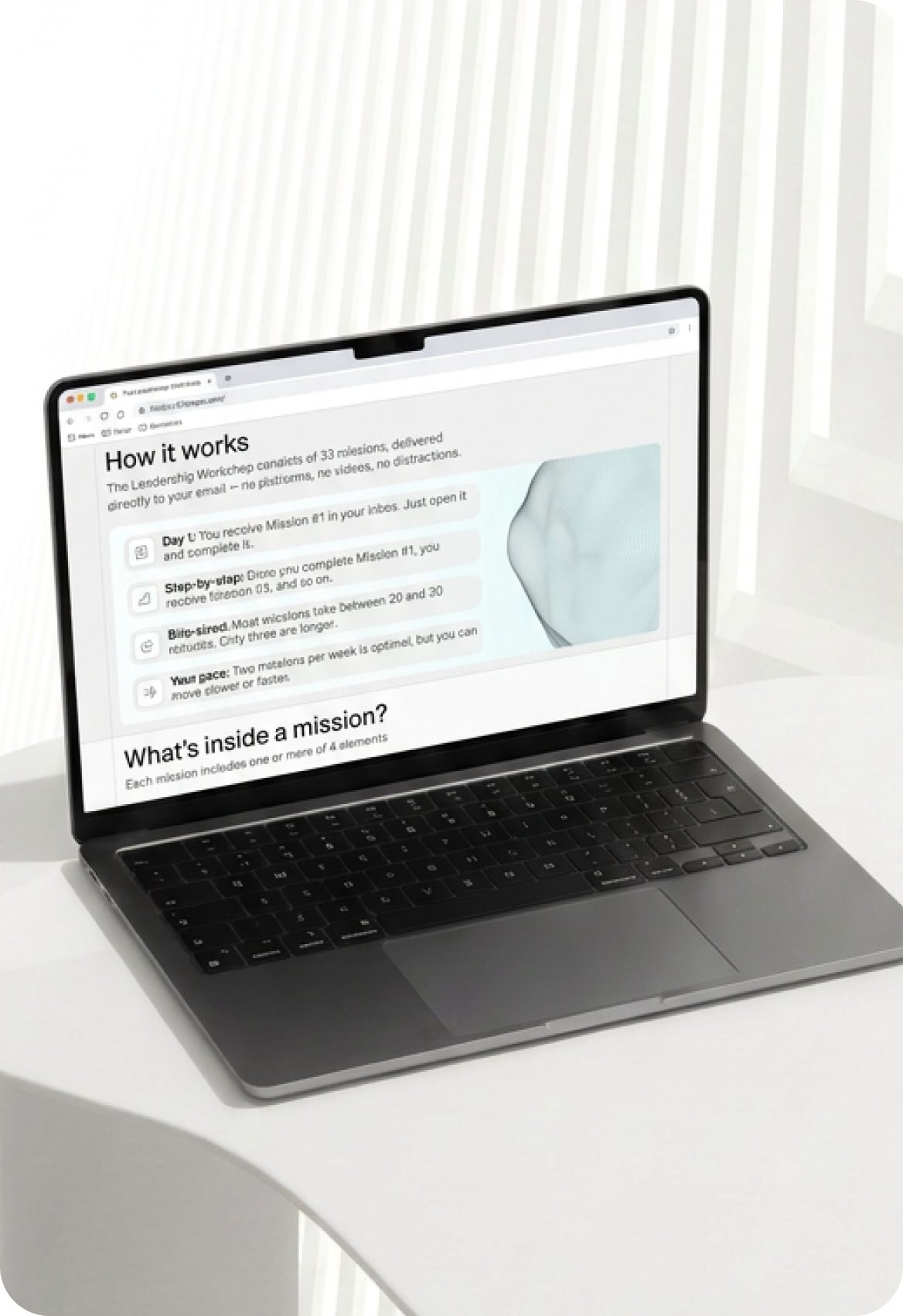 33steps How it works page on a laptop