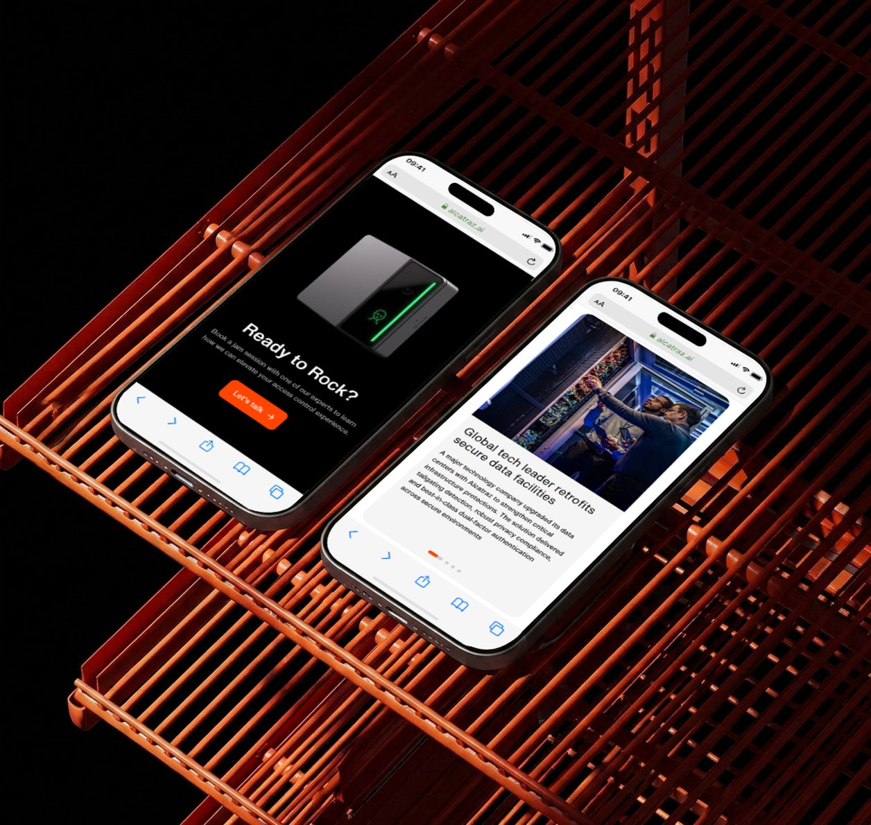 Alcatraz product pages on two phones