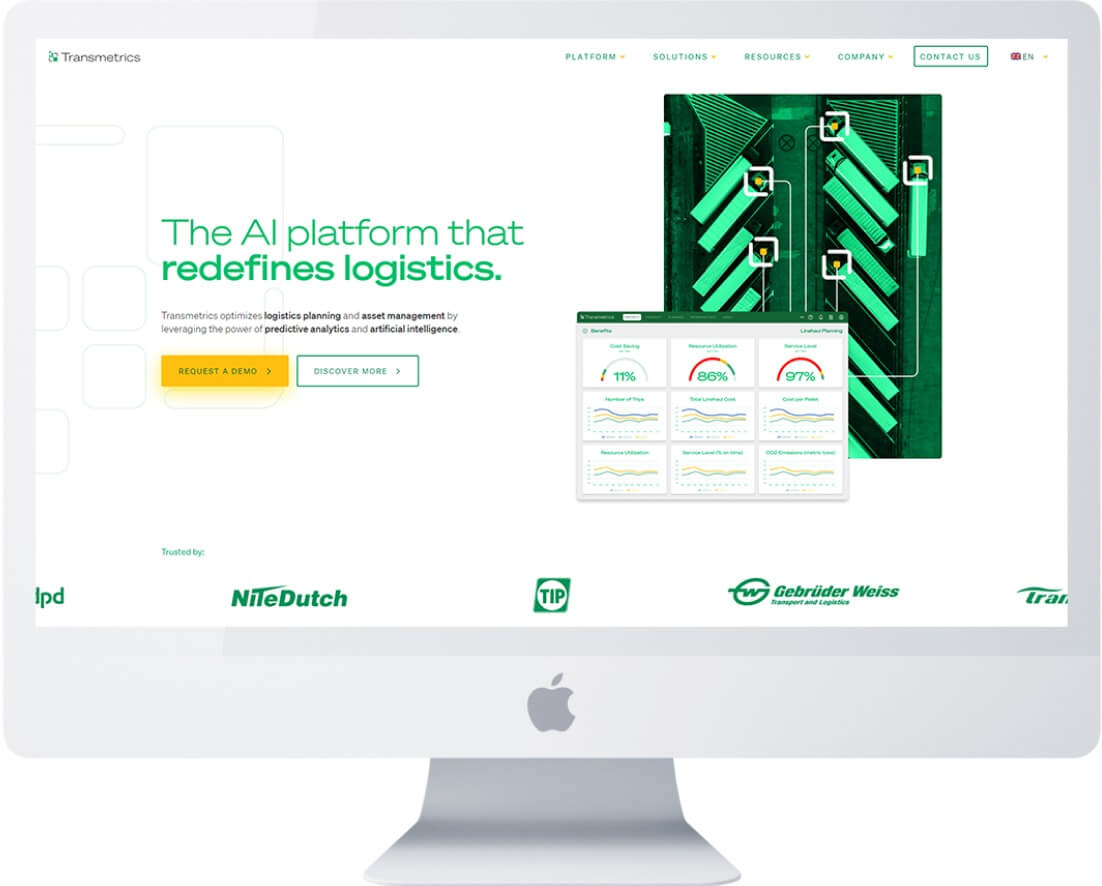 Transmetrics website after redesign