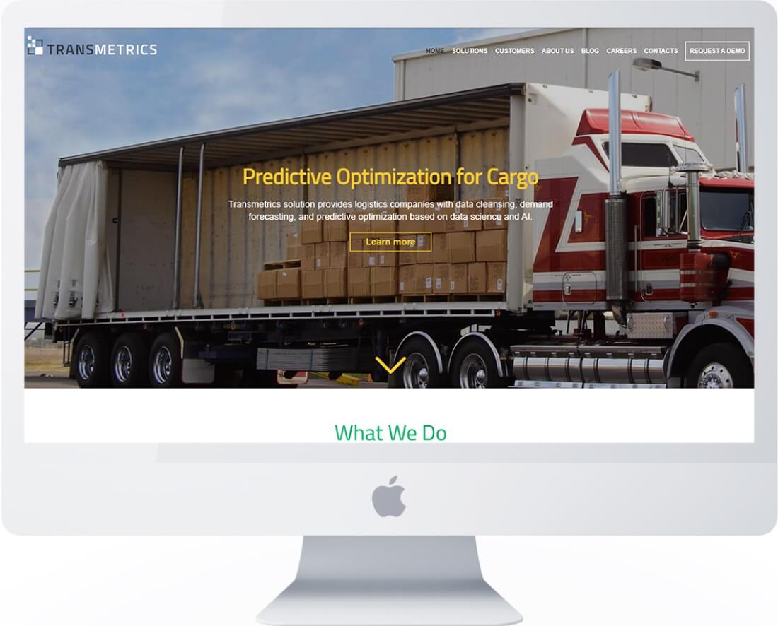 Transmetrics website before redesign