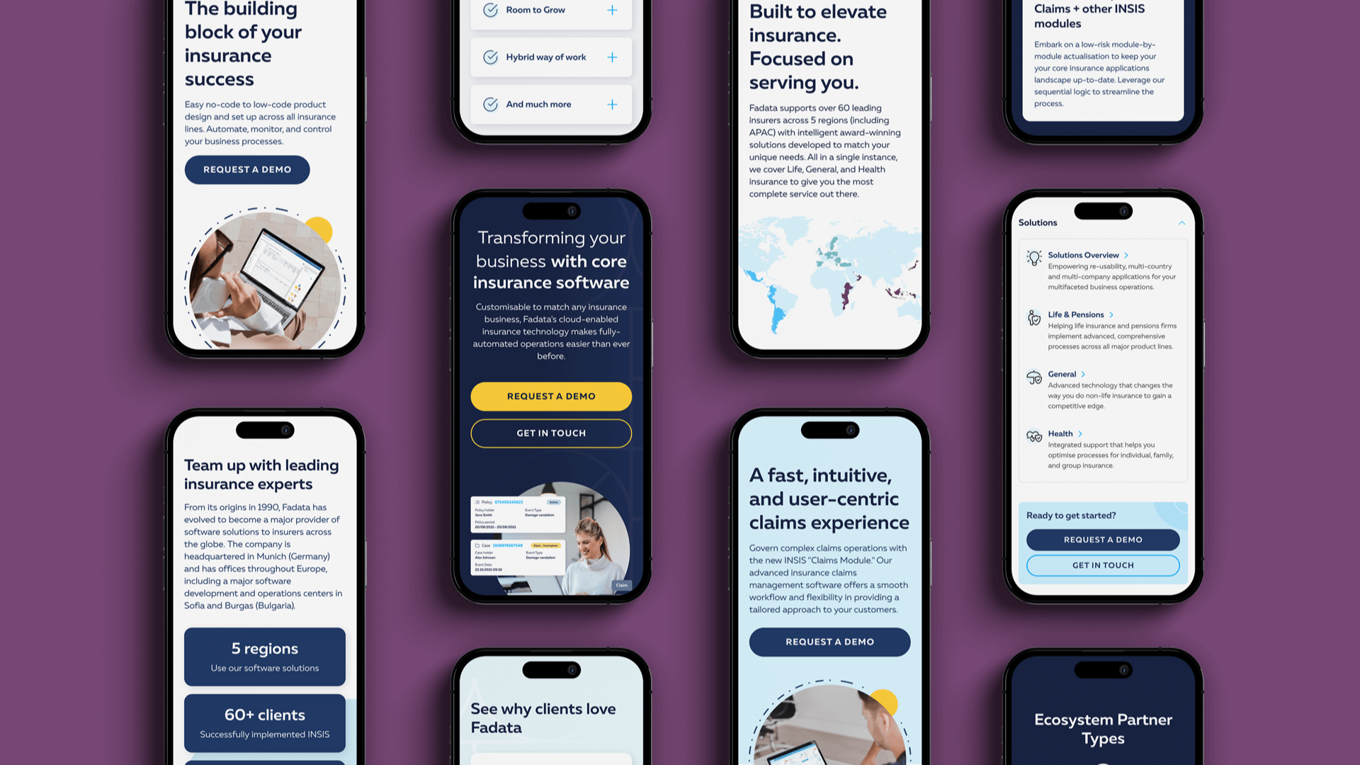 Fadata mobile screens